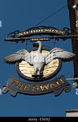 pub sign for the swan, hammersmith, london, england Stock Photo