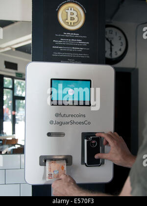 UK's first Bitcoin ATM in Old Shoreditch Station cafe/bar, London Stock Photo