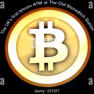 UK's first Bitcoin ATM in Old Shoreditch Station cafe/bar, London Stock Photo