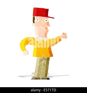 cartoon man punching air Stock Vector