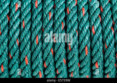 Green nylon rope close-up Stock Photo