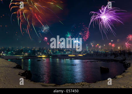Fireworks, New Year's Eve, Reykjavik, Iceland Stock Photo