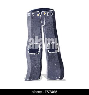 cartoon patched old jeans Stock Vector