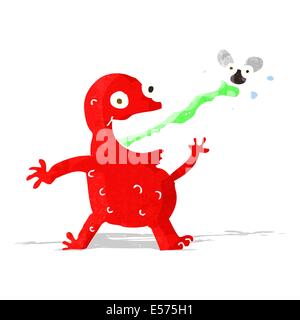 cartoon frog catching fly Stock Vector