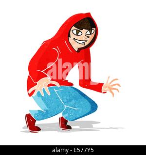 cartoon mischievous boy in hooded top Stock Vector