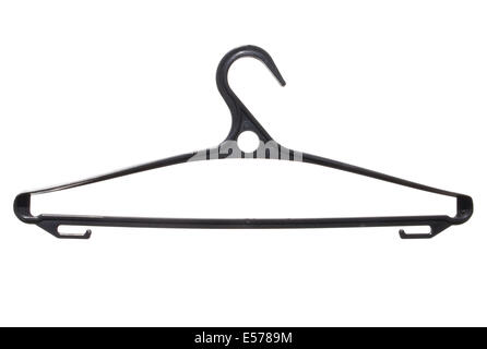plastic clothes hanger black isolated on white background. Stock Photo