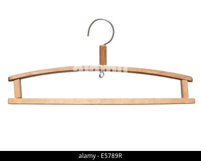 antique wooden clothes hanger isolated on white background. Stock Photo