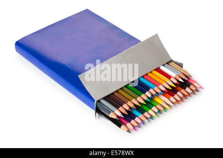 Colorful pencils in a box. Stock Photo