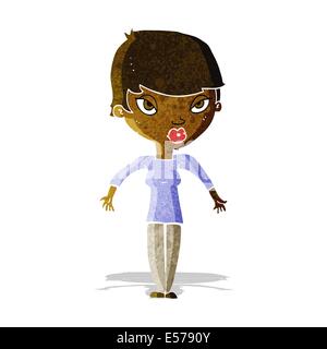 cartoon woman shrugging shoulders Stock Vector