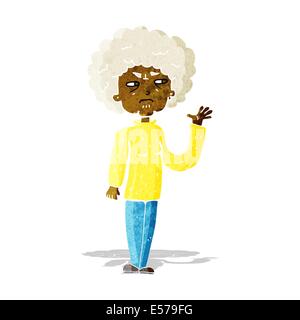 cartoon annoyed old woman waving Stock Vector