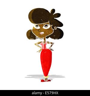 cartoon girl with hands on hips Stock Vector