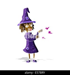 cartoon witch casting spell Stock Vector