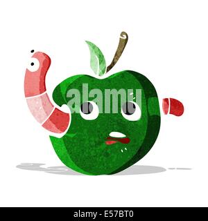 cartoon worm in apple Stock Vector