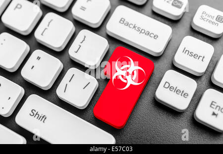 Biohazard button on keyboard. Concept image. Stock Photo