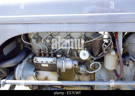 Close up of a refurbished vintage fisherman's tractor engine at Redcar Cleveland UK Stock Photo