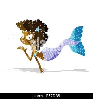 cartoon mermaid blowing kiss Stock Vector