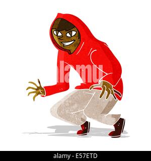 cartoon mischievous boy in hooded top Stock Vector