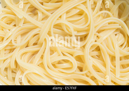 freshly cooked and drained linguine pasta Stock Photo