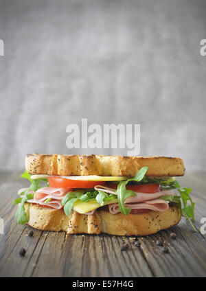 Ham and cheese sandwich Stock Photo