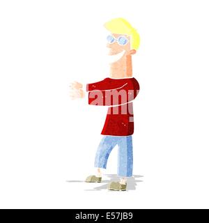 cartoon grinning man wearing glasses Stock Vector