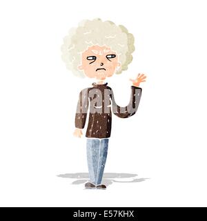 cartoon annoyed old woman waving Stock Vector