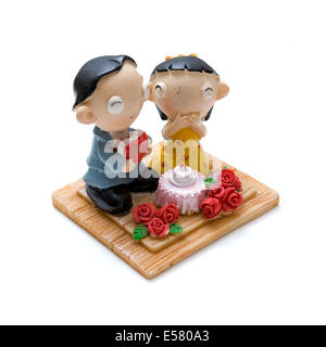 Couples doll made from plasticine isolated Stock Photo