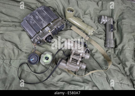 Military equipment of Israeli soldiers from the Field Intelligence Corps unit Israel. The Field Intelligence Corps, is responsible for collecting visual information on the battlefield and rapidly transferring it to other forces. Stock Photo