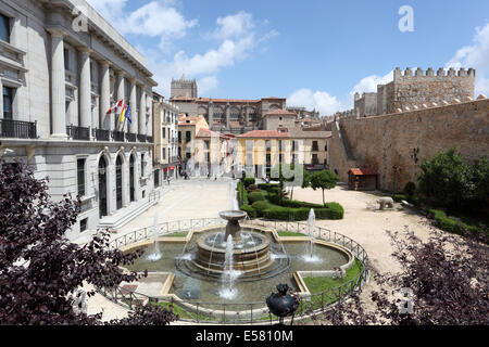 Square in the old town of Avila, Castilla y Leon, Spain Stock Photo