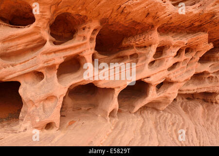 Wind erosion on soft sandstone layers, Sahara desert, Tassili n'Ajjer, Algeria Stock Photo