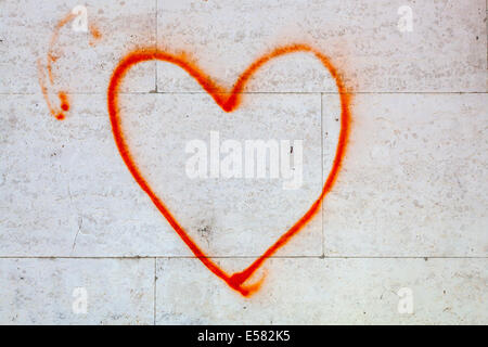 Heart, spray-painted on a house wall, Ljubljana, Slovenia Stock Photo