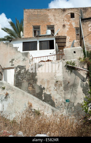 Old houses on a hill slope in the old city, Nazareth, Israel. Stock Photo