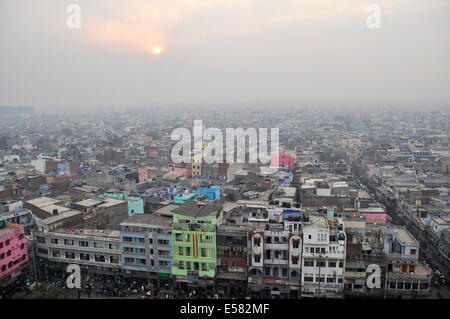 View of Old Delhi, from the minaret of the Jama Masjid Mosque, Chandni Chowk, New Delhi, Delhi, India Stock Photo