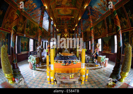 Interior of Wat Phnom Temple, Phnom Penh, Cambodia. Stock Photo