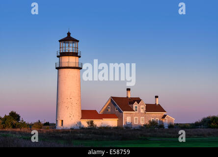 Weathered lighthouse, Highland Light, Truro, Cape Cod, Massachusetts, USA Stock Photo