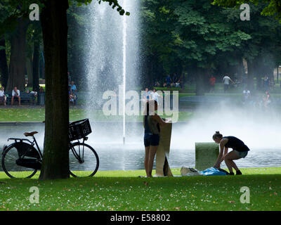 The park Valkenberg in Breda, the Netherlands, is a very popular spot on a summer evening Stock Photo