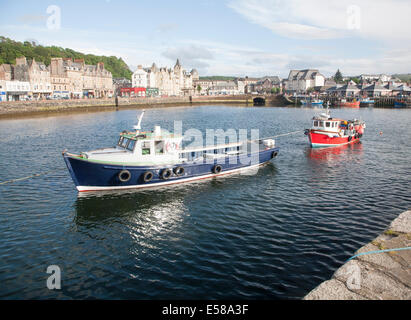 Fishing boats moored in the harbour at Oban, Argyll and Bute, Scotland Stock Photo
