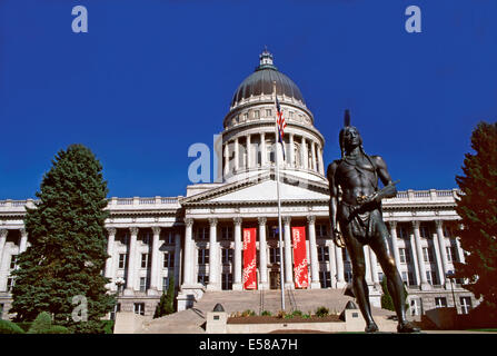 Bronze statue of Massasoit chief,State Capitol Building,Salt Lake City,Utah Stock Photo
