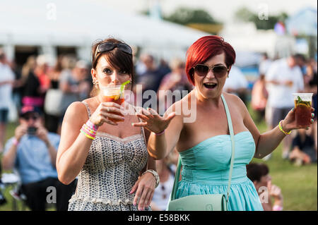 Two festivalgoers enjoying themselves at the Brentwood Festival. Stock Photo