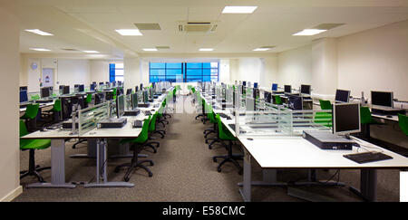 Computer lab in Leyton Sixth Form College Redevelopment, UK Stock Photo