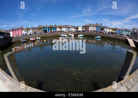 Regency buildings clustered around the harbour, Aberaeron, Ceredigion Stock Photo