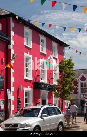 Welsh fllag flying outside the Castle Hotel, Aberaeron, Ceredigion Stock Photo