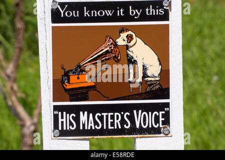 An old advert for his masters Voice. Stock Photo