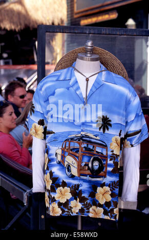 Hawaiian style Surf shirt on display in Hermosa Beach, CA Stock Photo