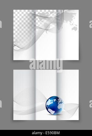 Tri-fold business wavy brochure Stock Photo