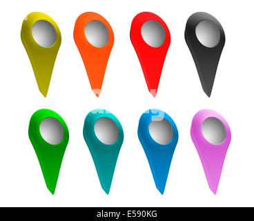 set of colorful map pointers isolated on white background. vector icons ...