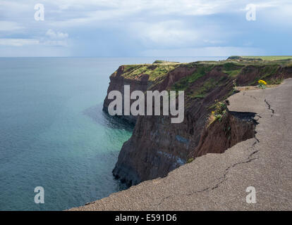 Coastal erosion. Boulby cliffs near Staithes, North Yorkshire, England, UK Stock Photo