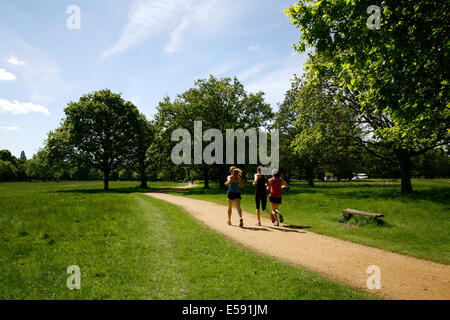 Joggers on the Tamsin Trail in Richmond Park, London, UK Stock Photo