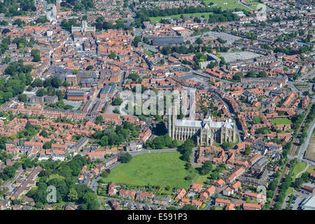 An aerial view of the centre of Beverley. A town in East Yorkshire, UK. Stock Photo