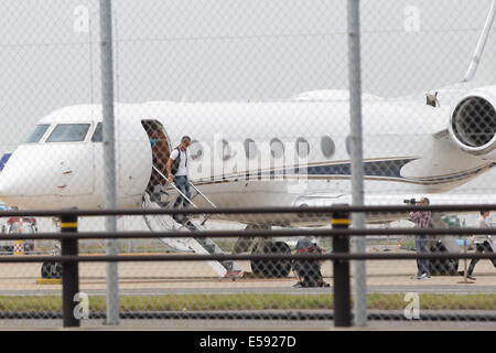 Aichi, Japan. 23rd July, 2014. Portuguese football player Cristiano Ronaldo arrives at Chubu Centrair International Airport in Aichi, Japan. Ronaldo visited Nagoya for MTG Athletic Beauty promotion. Credit:  Aflo Co. Ltd./Alamy Live News Stock Photo