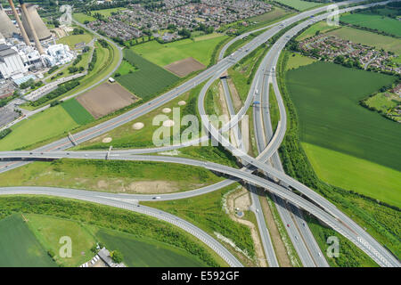 aerial view of the A1 M62 junction at Ferrybridge, Yorkshire, UK Stock ...